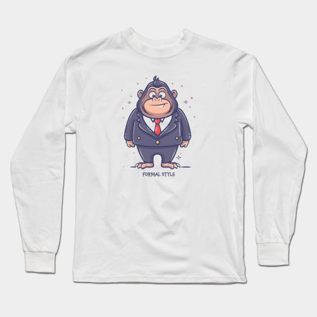 Gorilla Enterpreneur Long Sleeve T-Shirt by Ridzdesign